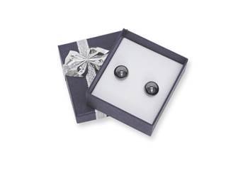 linen bow tie earring blue box
